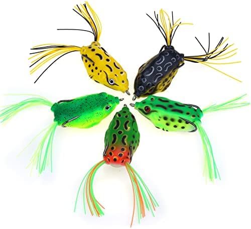 opwater Frog Lure Bass Trout Fishing Lures Kit Set Realistic Prop Frog Soft Swimbait Floating Bait with Weedless Hooks for Freshwater Saltwater