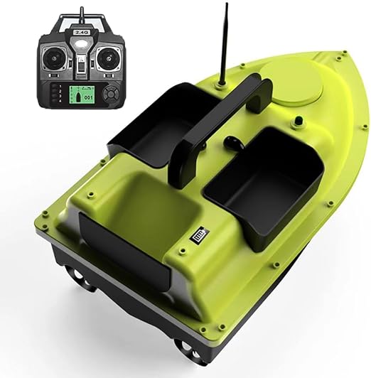 RC Fishing Bait Boat, GPS Wireless Fishing Boat with 3 Bait Containers, Automatic Bait Boat with Light and 1.5kg Loading Hopper, for Outdoor Lake Fishing 12000mAhbattery