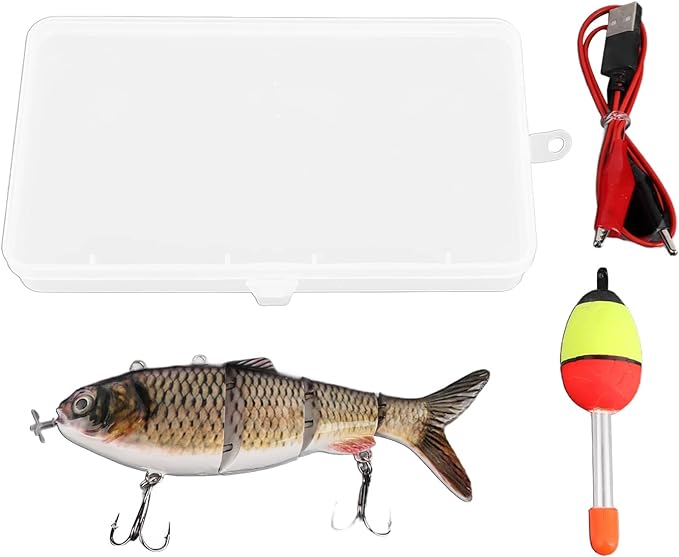 Robotic Fishing Lure, USB Rechargeable LED Light Swimming Lure Electric Live Bait Sinking Jerkbait, Multi Jointed Swimbaits Hard Lures