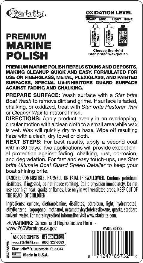 Star brite Premium Marine Polish - Zero to Light Oxidation, for a Long Lasting High Gloss Finish