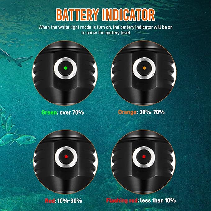 ORCATORCH D570-GL 2-in-1 Scuba Diving Light with 1000 Lumens White Beam, 1000 Meters Green Light, for Scuba Divers, Diving Instructors, Underwater 150 Meters Diving