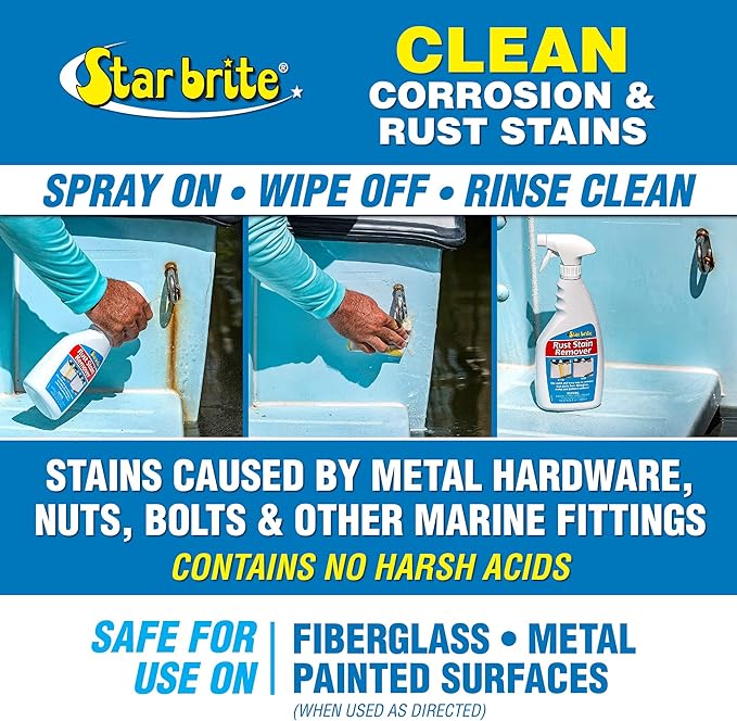 Star brite Rust Stain Remover - Instantly Dissolve Stains On Fiberglass, Vinyl, Fabric, Metal & Painted Surfaces - Removes Sprinkler Stains Too