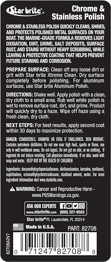 STAR BRITE 82708 Marine Grade Chrome & Stainless Steel Cleaner, Polish & Protectant