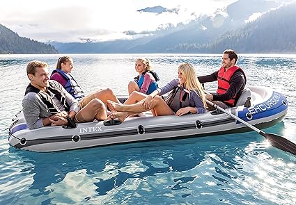 Intex Excursion Inflatable Boat Set with Aluminium Oars and Pump (4 Person or 5 Person Model)