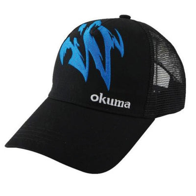 Okuma Motif Cotton Mesh Fishing Cap (Black/Blue)